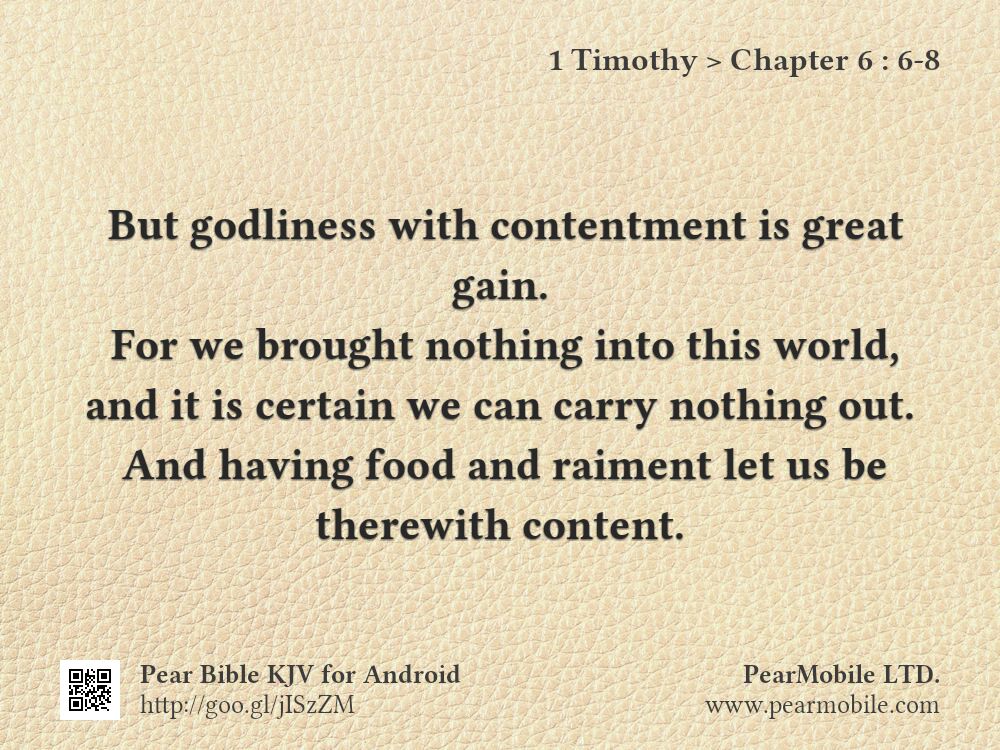 1 Timothy, Chapter 6:6-8